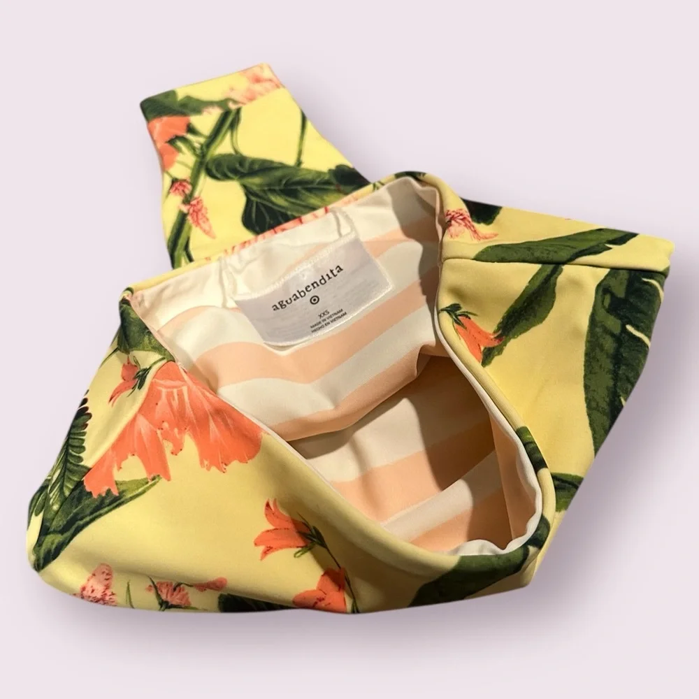 Women's Target Aguabendita Tropical  Floral Yellow Bikini Set Size XXS - Picture 12 of 12